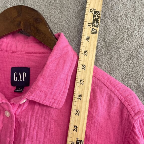 NWOT Gap Gauze Women's S Pink Button-Up Long Sleeve Shirt 100% Cotton - Picture 5 of 9